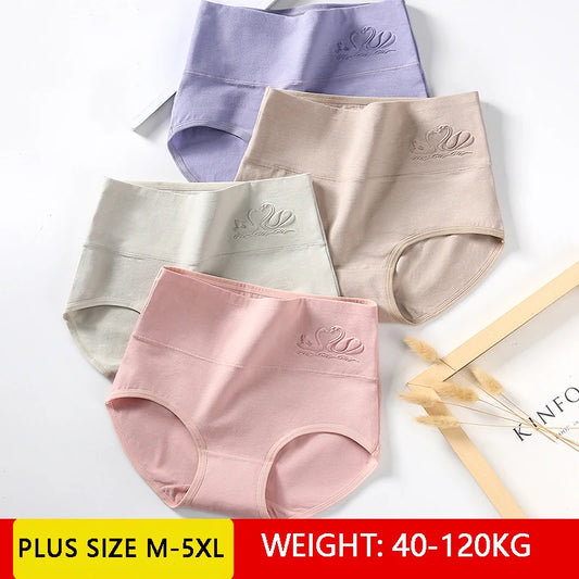 4Pcs High-Waist Cotton Panties Set – Comfortable, Stylish, and Slimming Support (M-5XL)"