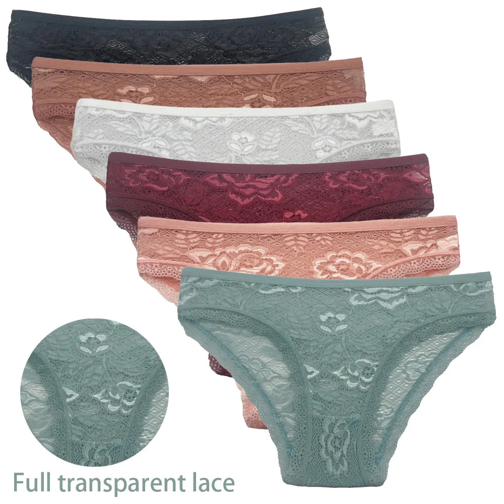 5PCS Mesh Lace Low-Rise Panties (M-2XL)