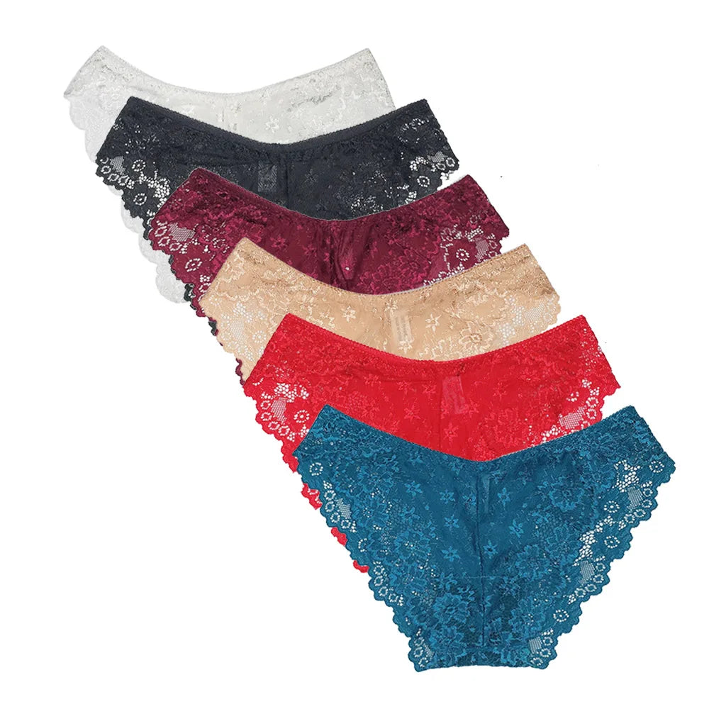 5PCS Mesh Lace Low-Rise Panties (M-2XL)