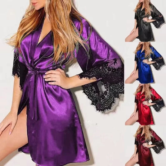 ✨French Luxury Women’s Satin & Lace Nightgown with G-String – Irresistibly Sexy & Elegant✨