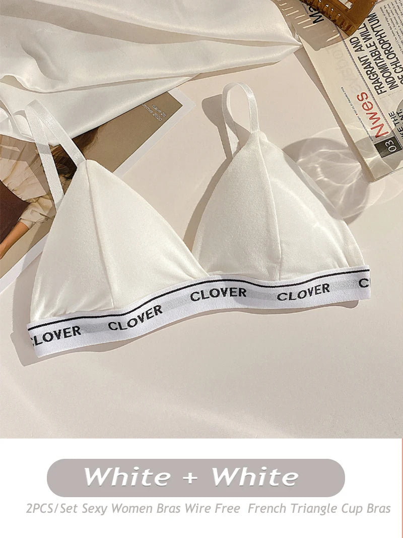 ✨ Cotton Triangle Wireless Bras – 2PCS Set Feminine, Comfortable & Elegant ✨