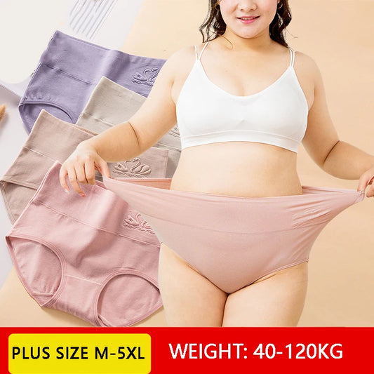 4Pcs High-Waist Cotton Panties Set – Comfortable, Stylish, and Slimming Support (M-5XL)"