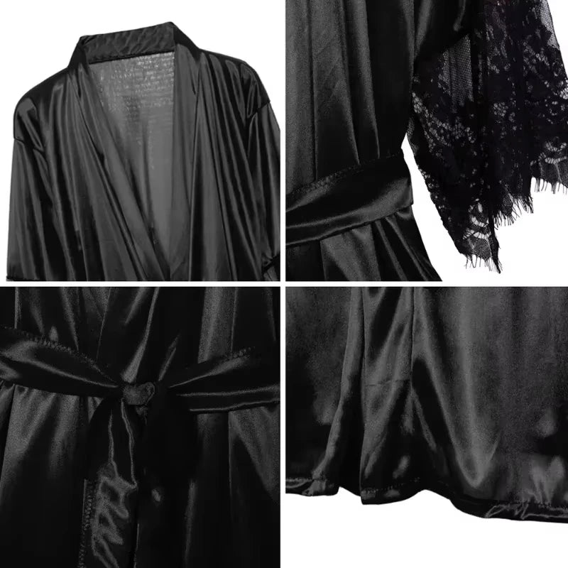 ✨French Luxury Women’s Satin & Lace Nightgown with G-String – Irresistibly Sexy & Elegant✨