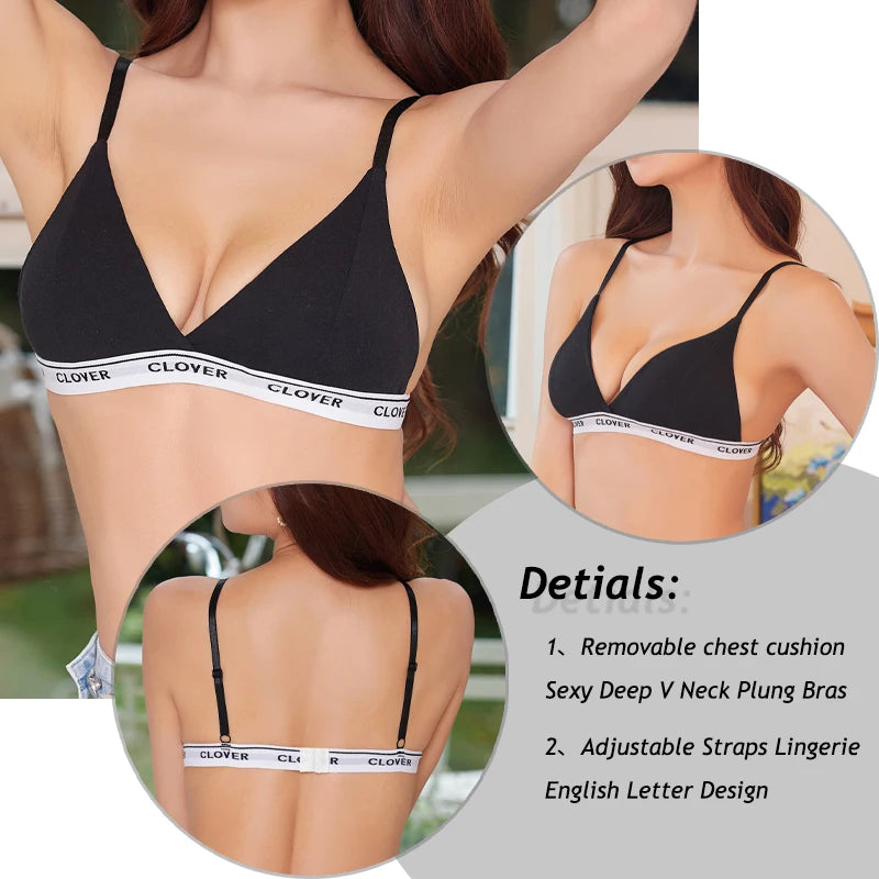 ✨ Cotton Triangle Wireless Bras – 2PCS Set Feminine, Comfortable & Elegant ✨
